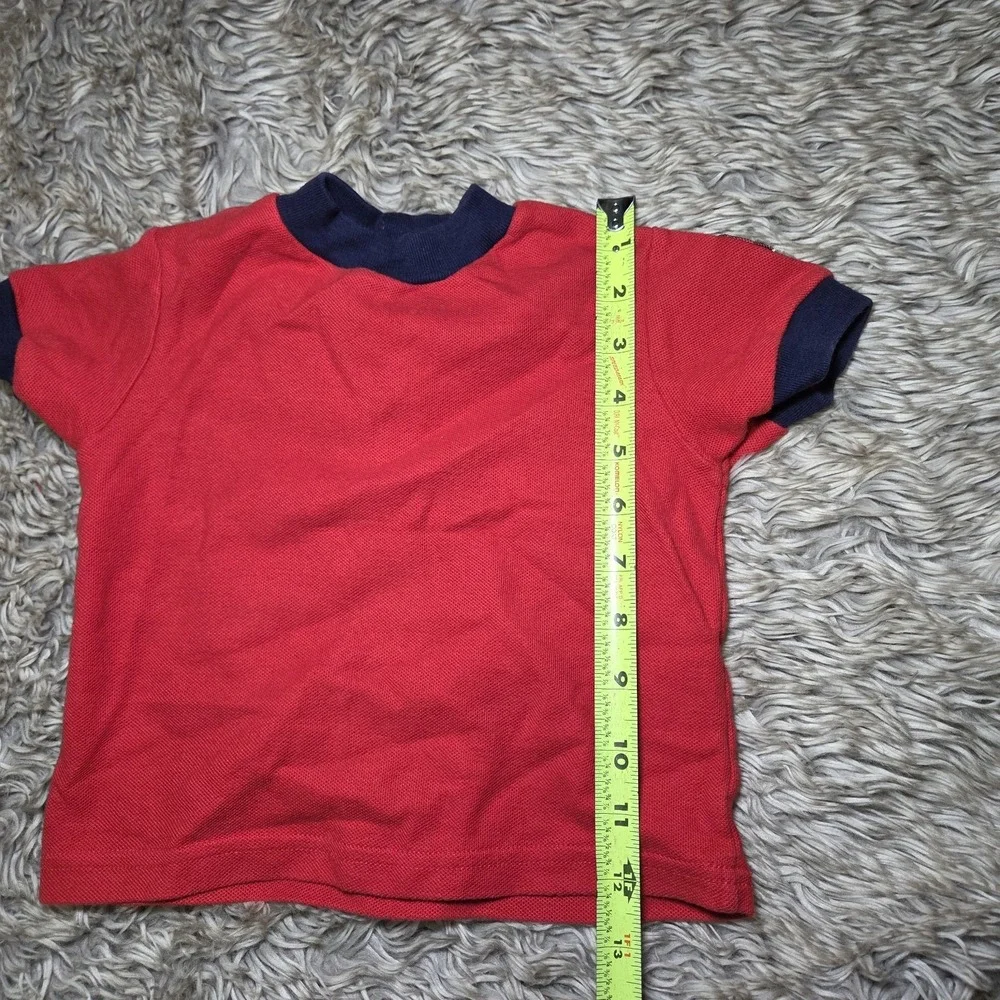 Vintage Sesame Street Red Polo Shirt Elmo Patch On Shoulder Toddler Kids Size 2T